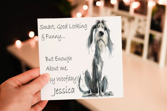 Cerdyn Pen-blwydd Ci Blew Blêr – Happy Woofday