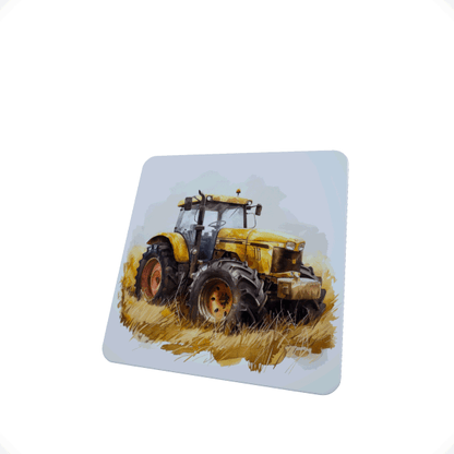 Yellow Tractor Hardboard Coaster Yellow Tractor Hardboard Coaster