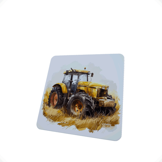 Yellow Tractor Hardboard Coaster Yellow Tractor Hardboard Coaster