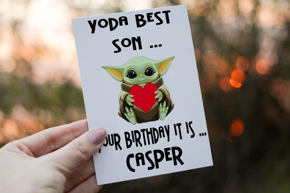 Cerdyn Pen-blwydd Yoda i Fab